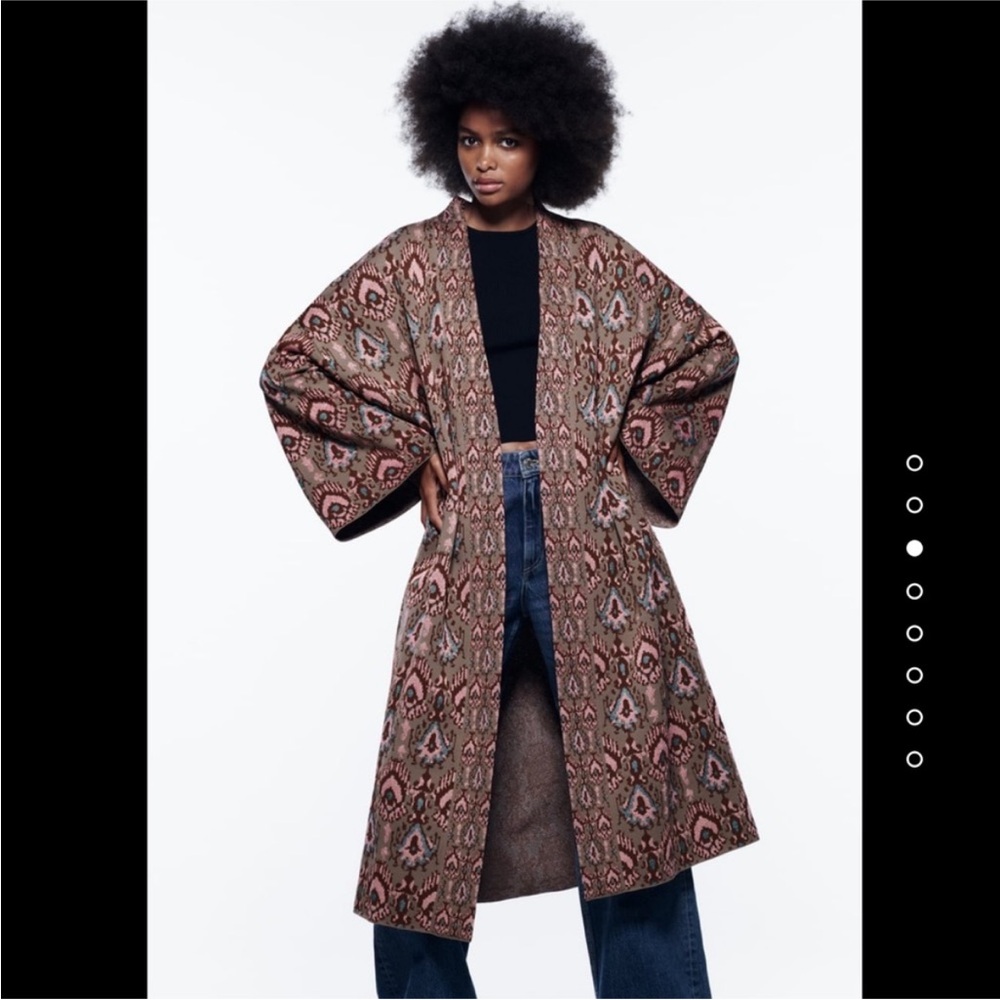 NWT Zara Special Edition Jacquard knit kimono jacket sz sm - Picture 4 of 13